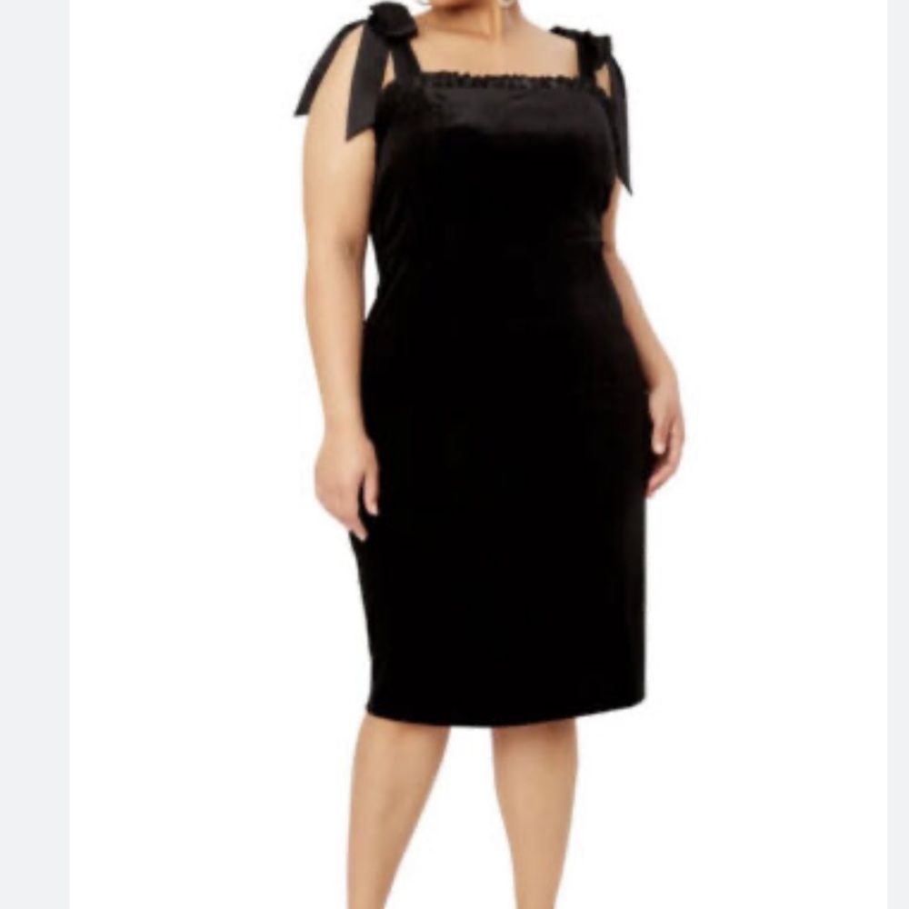 danielle bernstien women black ruffled tie velvet parth sheath dress